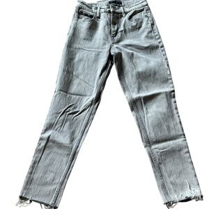 Aeropostale Mom Jeans Size 0 Gray Denim Raw Hem
